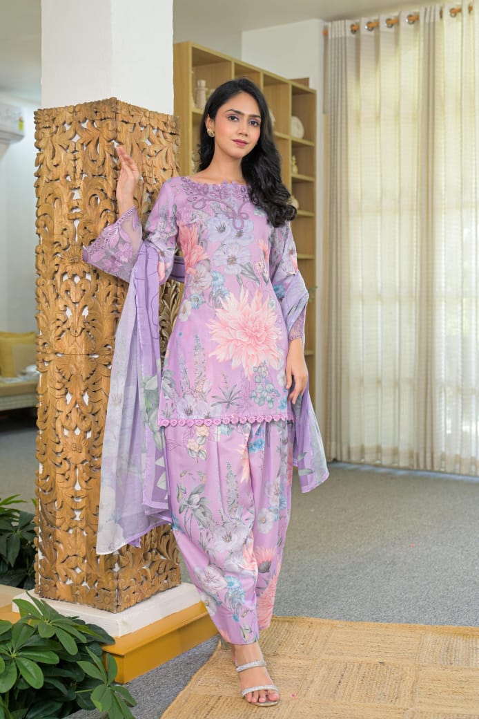 BLUSH LILAC FLORAL FARSHI SALWAR SUIT SET